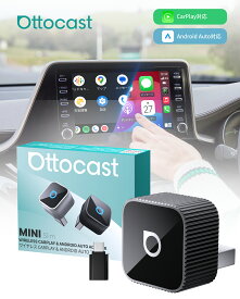 オットキャスト MINI Slim Ottocast 新型ミニCarPlay Android Auto ワイヤレスUSBカーアダプター 2025最新アンドロイドオート＆カープレイ無線化接続adapter 純正有線CarPlay/Android Auto搭載車適合 ナビ 音楽 ハンズフリー通話 メッセージ受送信対応