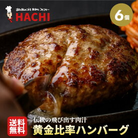 【送料無料！】黄金比率ハンバーグ 140g×6個 レストランHACHI（ハチ）ハンバーグステーキ ギフト 冷凍 肉 牛肉 豚肉