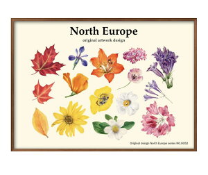 花 フラワー 北欧シリーズ オリジナル商品 A3 サイズ ポスター アート おしゃれ 絵画 インテリア 北欧 イラスト マット紙 艶消し アートパネル 額 フレーム デザイン 壁掛け ギフト 新築祝い