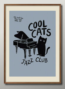 猫 ネコ ジャズ グランドピアノ A3 サイズ ポスター アート おしゃれ 絵画 インテリア 北欧 イラスト マット紙 艶消し アートパネル 額 フレーム デザイン 壁掛け ギフト 新築祝い ディスプレ