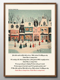 クリスマス サンタが街にやってくる!! ビンテージ A3 サイズ ポスター アート おしゃれ 絵画 インテリア 北欧 イラスト マット紙 艶消し アートパネル 額 フレーム デザイン 壁掛け ギフト 新築祝い ディスプレイ 速達 送料無料