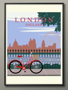 ビンテージ ロンドン 自転車 A3 サイズ ポスター アート おしゃれ 絵画 インテリア 北欧 イラスト マット紙 艶消し アートパネル 額 フレーム デザイン 壁掛け ギフト 新築祝い ディスプレイ