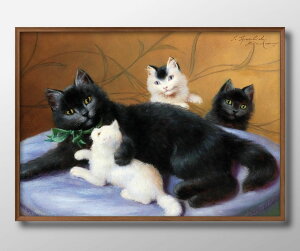 アルフレッド アーサー ブルネル デ ヌヴィル 猫 ネコ A3 サイズ ポスター アート おしゃれ 絵画 インテリア 北欧 イラスト マット紙 艶消し アートパネル 額 フレーム デザイン 壁掛け ギフト