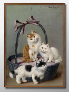 アルフレッド アーサー ブルネル デ ヌヴィル 猫 ネコ A3 サイズ ポスター アート おしゃれ 絵画 インテリア 北欧 イラスト マット紙 艶消し アートパネル 額 フレーム デザイン 壁掛け ギフト
