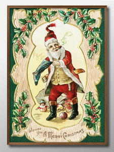 サンタクロース クリスマス ビンテージ A3 サイズ ポスター アート おしゃれ 絵画 インテリア 北欧 イラスト マット紙 艶消し アートパネル 額 フレーム デザイン 壁掛け ギフト 新築祝い デ