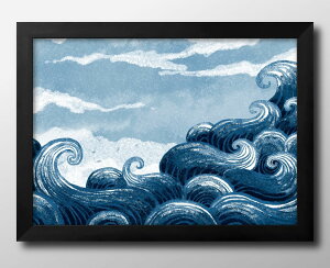 海 波 空 イラスト A3 サイズ ポスター アート おしゃれ 絵画 インテリア 北欧 イラスト マット紙 艶消し アートパネル 額 フレーム デザイン 壁掛け ギフト 新築祝い ディスプレイ 速達 送料