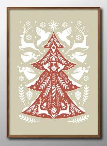 クリスマス ツリー A3 サイズ ポスター アート おしゃれ 絵画 インテリア 北欧 イラスト マット紙 艶消し アートパネル 額 フレーム デザイン 壁掛け ギフト 新築祝い ディスプレイ 速達 送料
