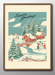 クリスマス ツリー クリスマスタウン Xmas A3 サイズ ポスター アート おしゃれ 絵画 インテリア 北欧 イラスト マット紙 艶消し アートパネル 額 フレーム デザイン 壁掛け ギフト 新築祝い デ