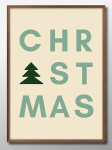 クリスマス ツリー フォントアート A3 サイズ ポスター アート おしゃれ 絵画 インテリア 北欧 イラスト マット紙 艶消し アートパネル 額 フレーム デザイン 壁掛け ギフト 新築祝い ディス