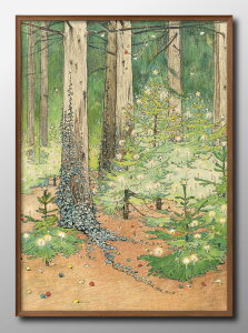 ウィレム ヴェンケバッハ 森のクリスマス ツリー Xmas A3 サイズ ポスター アート おしゃれ 絵画 インテリア 北欧 イラスト マット紙 艶消し アートパネル 額 フレーム デザイン 壁掛け ギフト