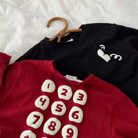 Tシャツ 子供 長袖 春秋 メンズ レディース兼 韓国 数字 プリント トップス ベビー インナー Tシャツ 子供 長袖 春秋 メンズ レディース兼 数字 プリント トップス 肌着