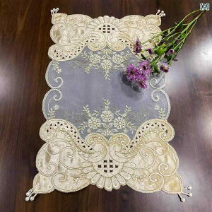 ほこりよけ 布 おしゃれ キッチン 卓上 トレイ ティーセット タオル 欧風 レース 生地 刺繍 長方形 カバー 電子レンジ 家電 防塵 傷 汚れ 防止 アイボリー 茶 金