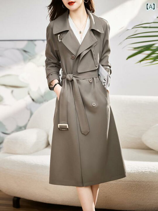 楽天市場】トレンチコート レディース 秋 ひざ下 ロング丈 スリム 英国  