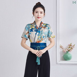 エステ ユニフォーム パンツ 美容師 作業服 レディース 夏 フットバス マッサージ 半袖 Vネック サロン ヘルスクラブ スパ 大きめサイズ 花柄 セットアップ チャイナ風 アプリコット 黒