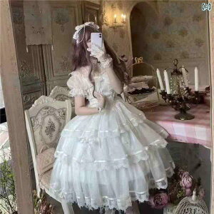 ウェディングドレス コスプレ ロリィタ ロリータ 衣装 プリンセス 白 リボン レース フリル ボリューム 袖 ハロウィン 花嫁 コスチューム