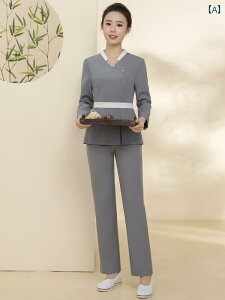 エステ ユニフォーム 9分袖 秋冬 制服 サロン 技術者 作業服 レディース 緑 グレー Vネック ウエストマーク 速乾 ストレッチ パンツ 上下セット 大きめサイズ おしゃれ