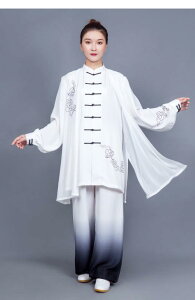 太極拳 服 レディース メンズ 上下セット ベール 丈 練習 発表会 パフォーマンス ストレッチ性 シワにりにくい ストレッチコットン おしゃれ 大きめサイズ グラデーション 祥雲