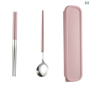 カトラリーセット 携帯 ステンレス 収納ケース ボックス 大人 学生 お弁当 ランチ ピクニック 旅行 箸 スプーン フォーク 食器 コンパクト ポータブル セット 北欧 紫 緑 青