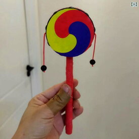 韓国 おもちゃ 小鼓 んん太鼓 手回し 民族風 かわいい 子供 幼児 パフォーマンス 舞踏 小道具 演奏 スモールド 太極図 手持ち 太鼓