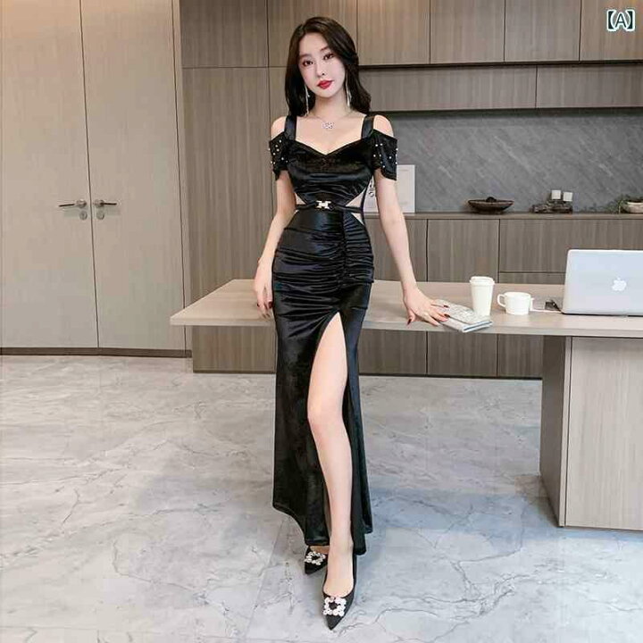 楽天市場】セクシードレス ロング丈 スリット入り レディース 