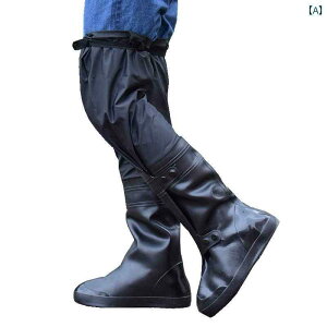 シューズカバー 防水 メンズ レインブーツ PVC 長靴 アウトドア 農作業 釣り 滑りにくい 耐摩耗 膝上 軽量 ストレッチ性 シンプル 黒 青