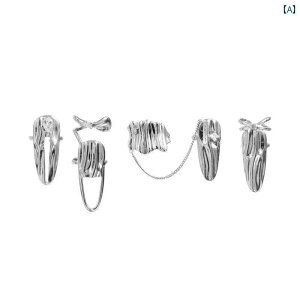 ネイルリング レディース 爪 指 デコレーション アート 個性 舞台 小道具 アクセサリー パーティー コスプレ プレゼント 個性 キラキラ ゴージャス おしゃれ シルバー