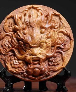 干支 置物 木 無垢材 崖柏 彫刻 インテリア 卓上 オーナメント プレート リビング 玄関 縁起物 十二支 辰年 台座 チャイナ おしゃれ 龍