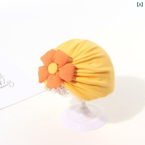 赤ちゃん ターバン 帽子 ハット ベビー 新生児 春秋 薄手 キャップ おしゃれ 花 女の子 つばし 防風 防寒 柔らかい 快適 黄 ピンク オレンジ