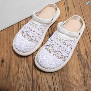 スリッポン レディース スニーカー サンダル かかし 脱げ防止 春夏 レース かわいい 海水浴 メッシュ ぺたんこ 疲れにくい 白 ベージュ