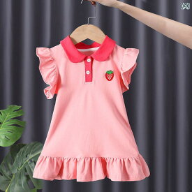 子供服 女の子 キッズ かわいい おしゃれ 夏 ベビー 半袖 コットン プリンセス カレッジ ポロ スカート