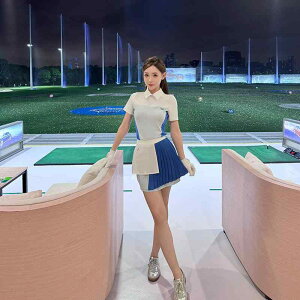 ポロシャツ レディース ゴルフウェア 春夏 上下セット スポーツウェア 速乾 ストレッチ プリーツ スカパン 快適 練習着 ブルー系