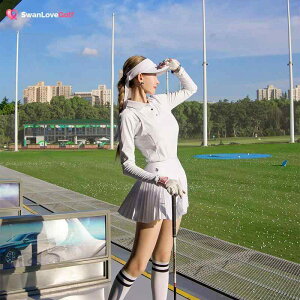 ゴルフウェア レディース 女性用 ポロ襟 長袖Tシャツ シンプル スリムフィット スポーツ プリーツスカート セットアップ 秋