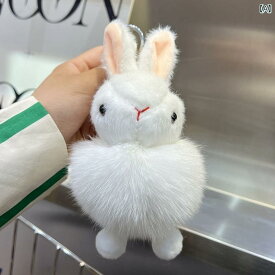 キーホルダーぬいぐるみ かわいい ファー ウサギ キーリング ペンダント バッグ チャーム ふわふわ ホワイト ピンク グレー