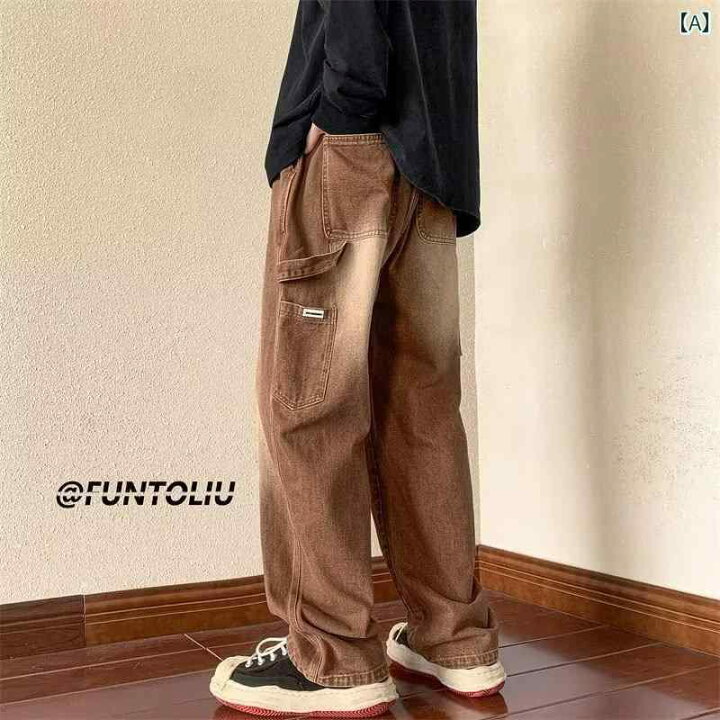 メンズ デブ 服 ズボンオ タイガーストプ 迷彩服 ダメージ ワイド 