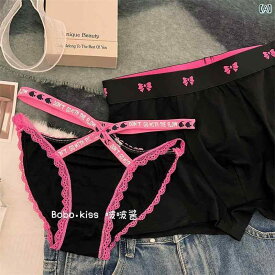 カップル お揃い 下着 パンツ ショーツ 魅惑 メンズ レディース ペア プレゼント 綿 夏 ウエスト レース メンズ レディース ペア プレゼント