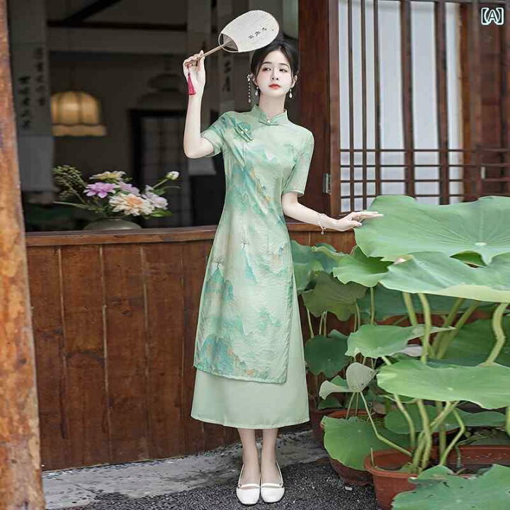 楽天市場】アオザイ ドレス ワンピース レディース 民族衣装 大人 半袖 