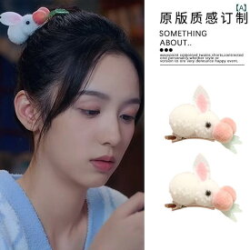 Zhou Ye ウサギ ヘアピン かわいい ぬいぐるみ サイド年 女の子 女の子 女の子 前髪 クリップ 帽子