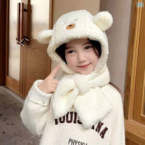 帽子 キッズ 子供 男の子 女子 赤ちゃん かわいい スカーフ オールインワン 冬 暖かい ネック スカーフ 厚手 防風 プラッシュ ハット ィ