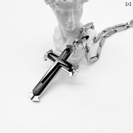 アクセサリー メンズ レディース カップル 二層 クロス ペンダント 菱形 竹 ネックレス チタン鋼 ヒップ ホップ アメリカ セーター