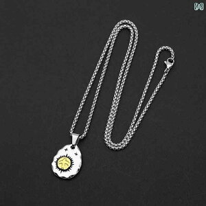 アクセサリー メンズ レディース カップル 太陽 カエデ 葉 ペンダント チタン鋼 ネックレス ヒップ ホップ 個性 小さめ ゴールド ケーキ セーター チェーン