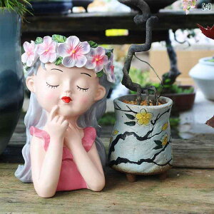 植木鉢 おしゃれ フェアリー 女の子 青 ピンク 鉢植え バルコニー 飾り 趣味 草花 屋外 樹脂 彫刻 多肉植物 庭 ガーデニング 装飾 床置き 屋内 家庭 フラワーポット