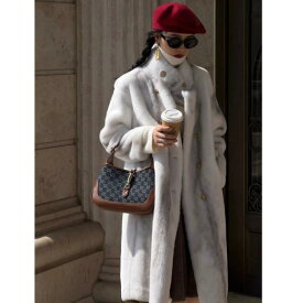 レディース ファッション 優しい ファー ぬいぐるみ コート 秋冬 ぬいぐるみ シルバー グラデーション イミテーション ウサギ ワンピース コート レトロ