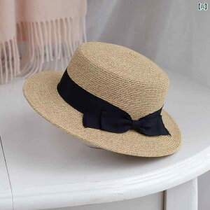 レディース 日よけ 帽子 日焼け防止 夏 韓国 麦わら 帽子 夏 英国 ファッション フラット トップスス 小さめ フレッシュ ハット ビーチハット 旅行