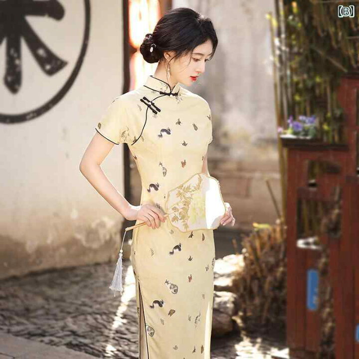 淑女　普段着 楽天市場】レディース ファッション お互い 愛 エレガント 淑女 紫 美しい チャイナ ドレス 春夏 普段着 : おうち健康生活