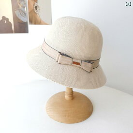 レディース リボン 顔 見せ リトル フィッシャーマン ハット 韓国 バイザー バケット ハット ドーム ニット 帽