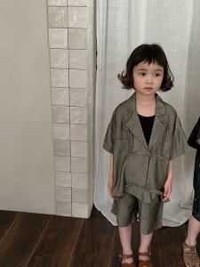 キッズ 男の子 女の子 兼用 セットアップ 2点セット チャイナ風 オリエンタルスタイル 半袖シャツ トップス ハーフパンツ 半ズボン デニム レーヨン混 やわらか 花柄 春夏