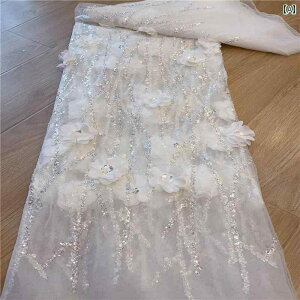 レース 生地 立体 フラワービーズ チューブ 刺繍 メッシュ スパンコール キラキラ キラキラ キラキラ 刺繍 春夏 メッシュ ボトム 刺繍 ドレス ウェディングドレス