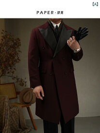 アウター メンズ ダンディ かっこいい おしゃれ アンゴラ レッド 丈 ウール ブレンド コート 高 見え スタイリッシュ ジャケット トレンド