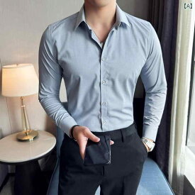 メンズ トップス おしゃれ ダンディ 秋服 ダーク チェック 長袖 シャツ ビジネス カジュアルワーキング シャツ スリム