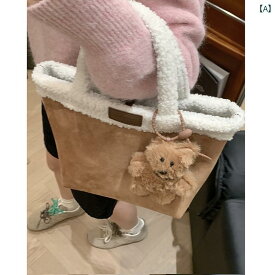 レディース バッグ 普段使い レトロ ポータブル 鹿革 ぬいぐるみ 冬 トレンディ 韓国 小さめ トート かわいい ぬいぐるみ